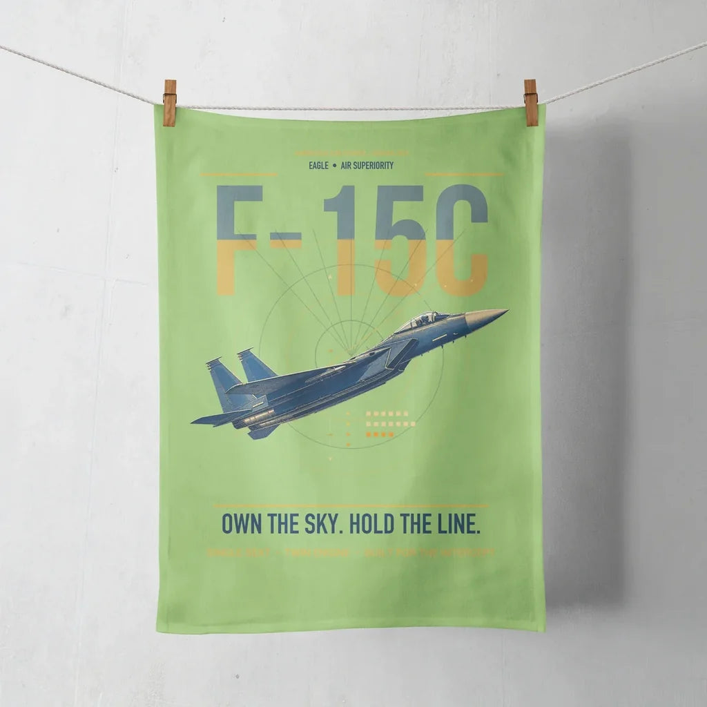 F-15C Eagle design on light green towel