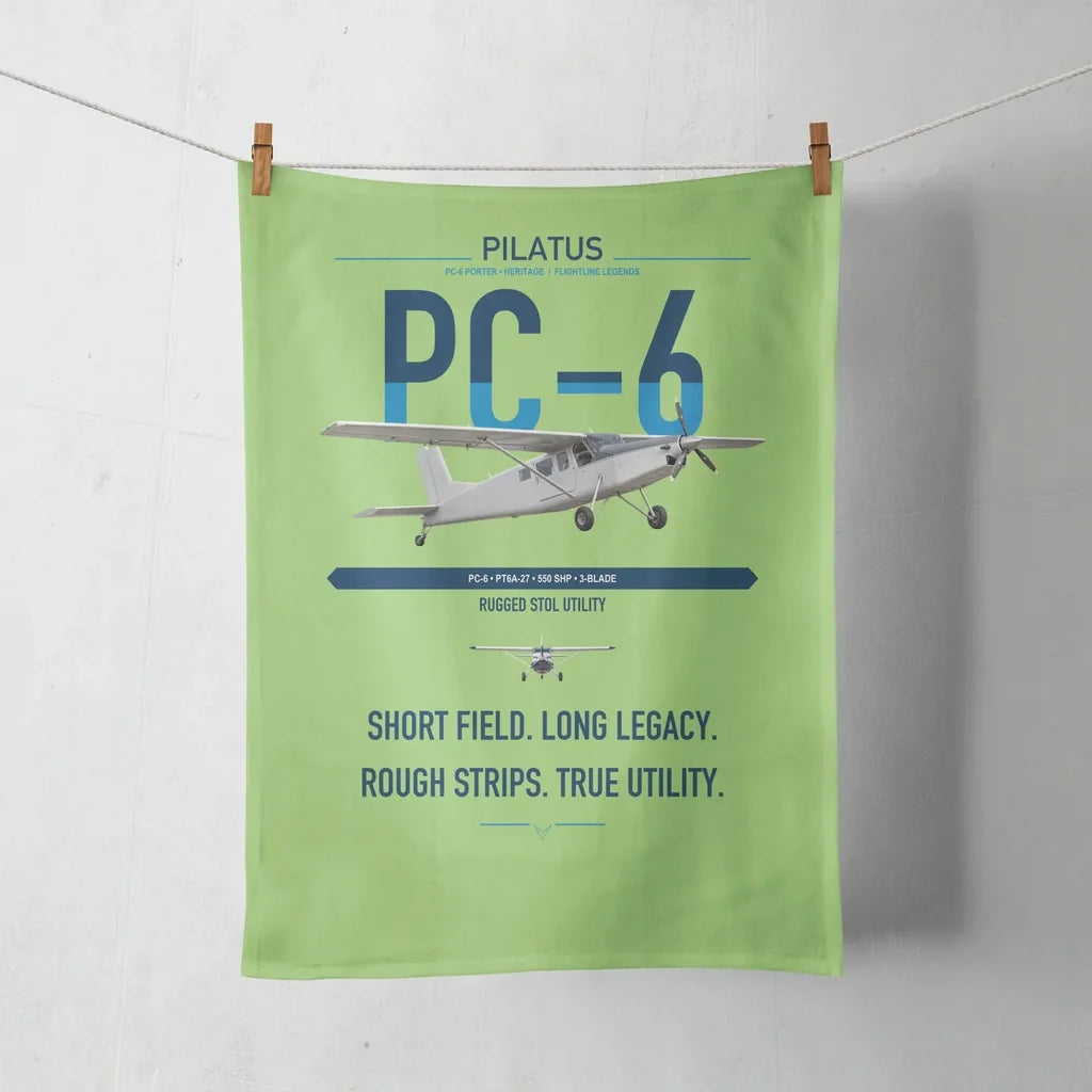 Pilatus PC-6 Porter design on light green towel