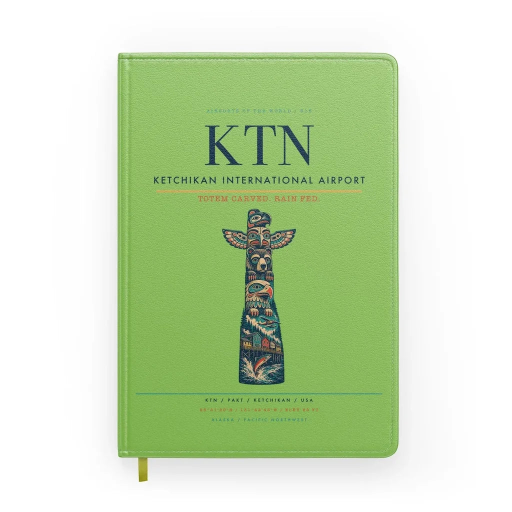 Ketchikan International Airport (KTN) design on light green notebook