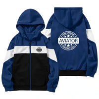 Thumbnail for %100 Original Aviator Zipped Hoodie - Colourful - Dark Blue