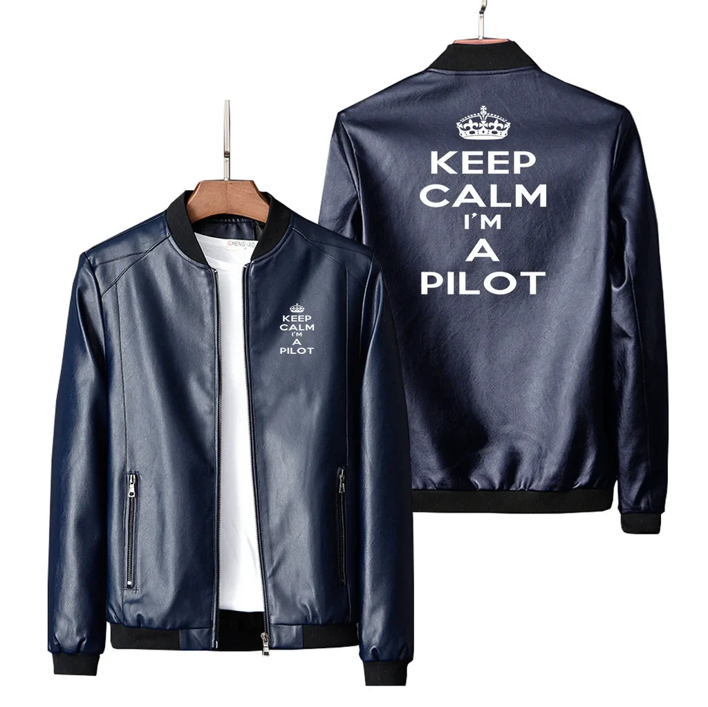 Keep Calm I'm A Pilot Leather Jacket - view 4