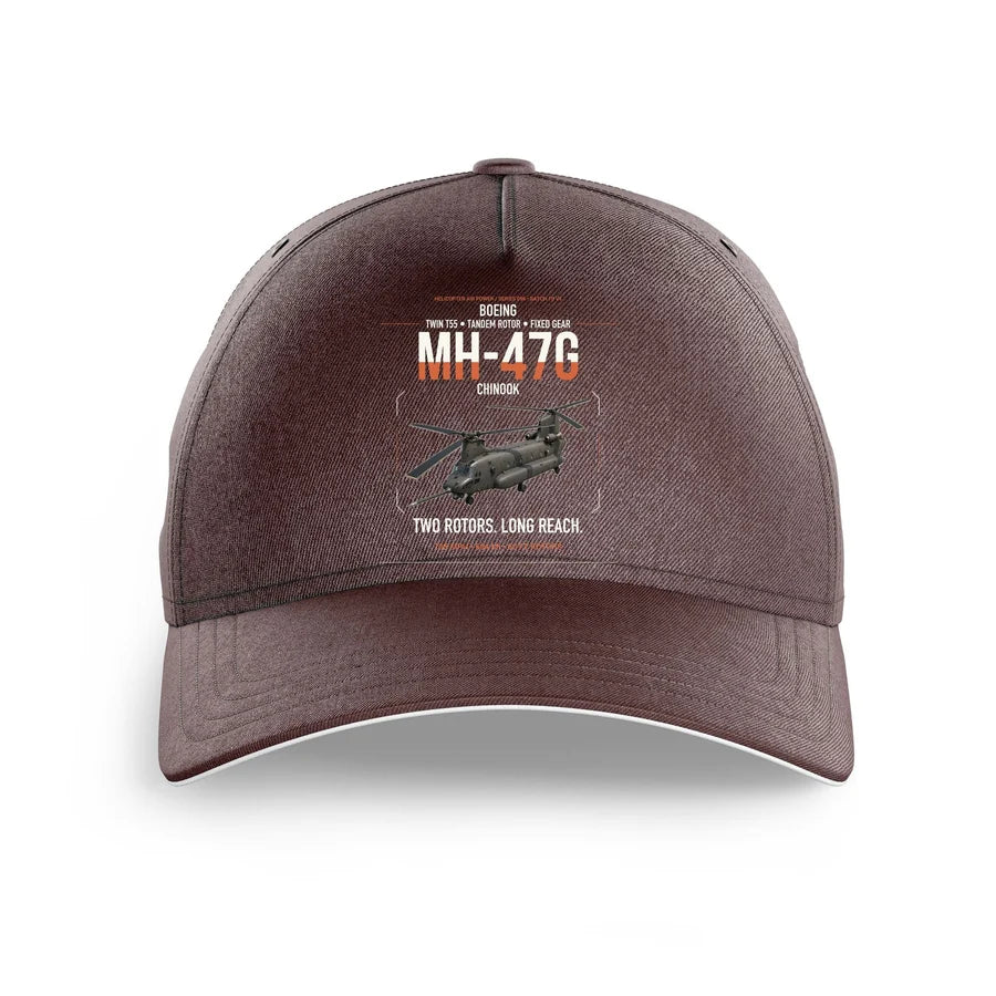 Boeing MH-47G Chinook design on brown printed hat
