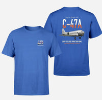 Thumbnail for C-47A Skytrain design on blue double-side t-shirt, double-side print