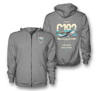 Thumbnail for Cessna 182 Skylane design on gray premium zipped hoodie, double-side print
