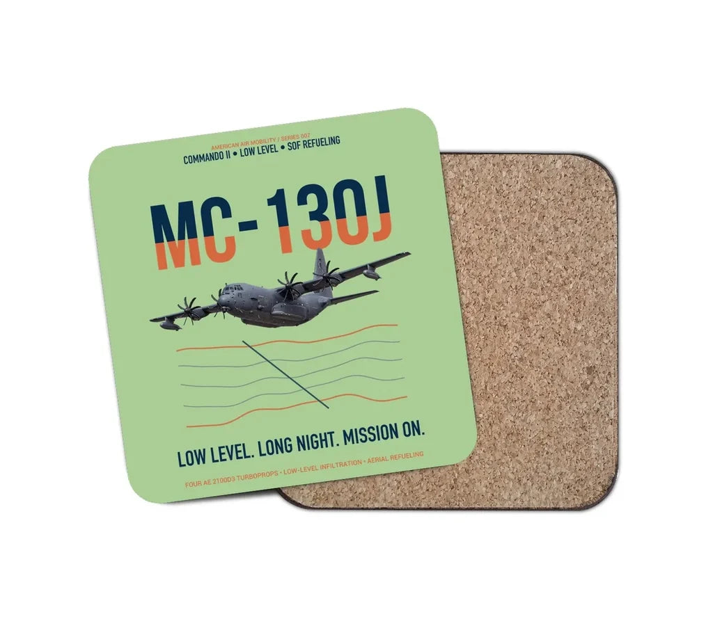 MC-130J COMMANDO II design on light green 1 piece coaster