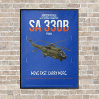 Thumbnail for Aérospatiale SA 330B Puma vertical canvas print - framed - blue background