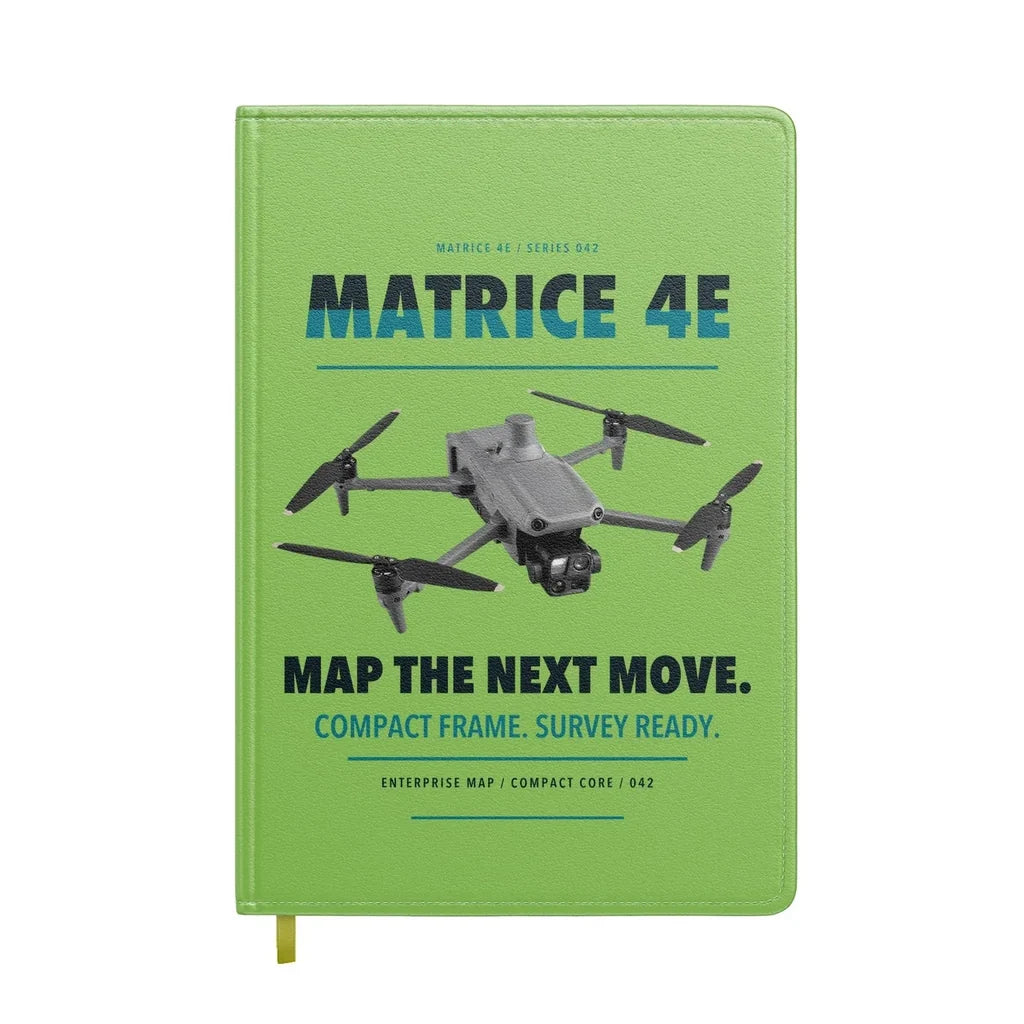 DJI Matrice 4E design on light green notebook