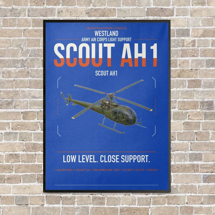 Westland Scout AH1 vertical canvas print - framed - blue background