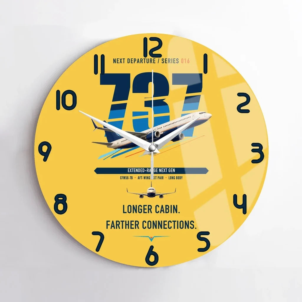 Boeing 737-900ER design on yellow no frame wall clock