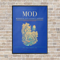 Thumbnail for Modesto City-County Airport MOD vertical canvas print - framed - blue background
