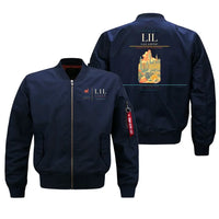 Thumbnail for Lille Airport (LIL) design on blue bomber jacket
