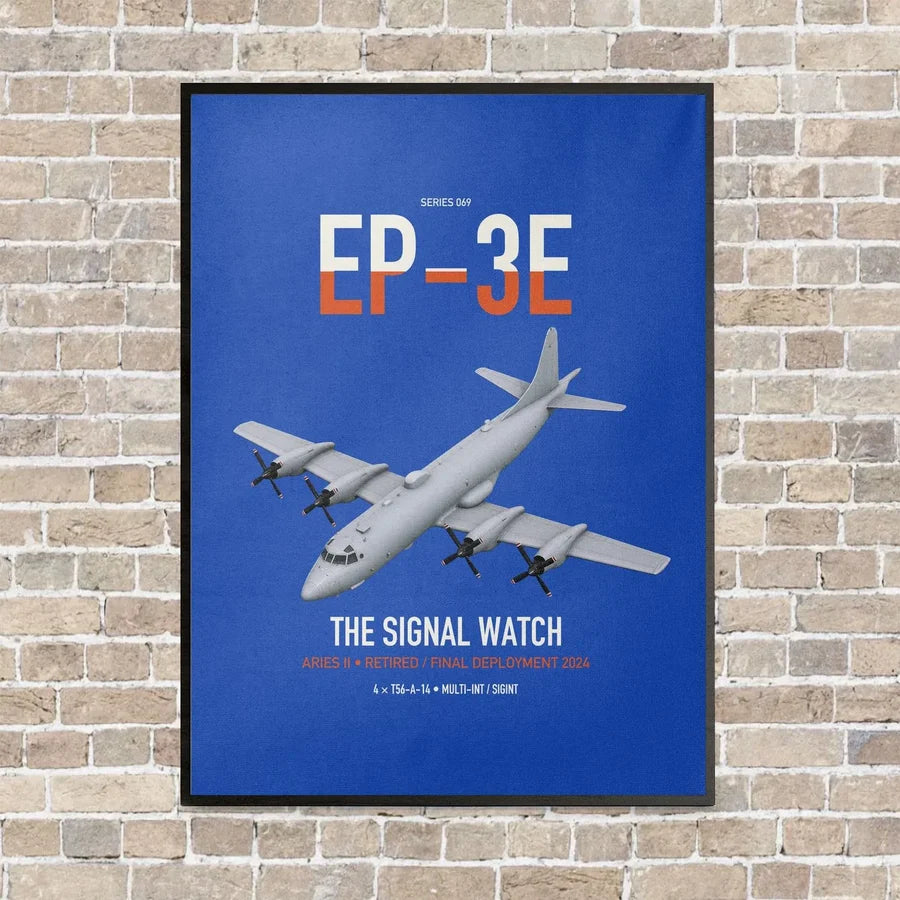 EP-3E ARIES II vertical canvas print - framed - blue background