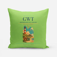 Thumbnail for Westerland Sylt Airport (GWT) design on light green pillow