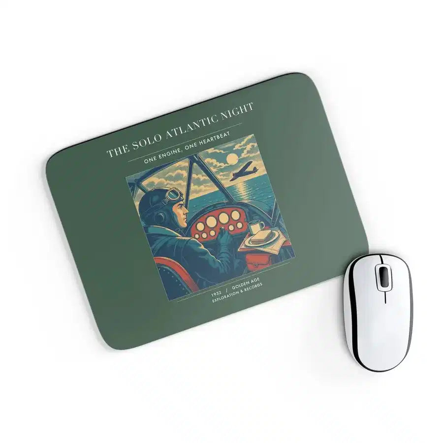 VINTAGE G4294 - The Solo Atlantic Night - Designed Mouse Pads design on darkgreen rectangle