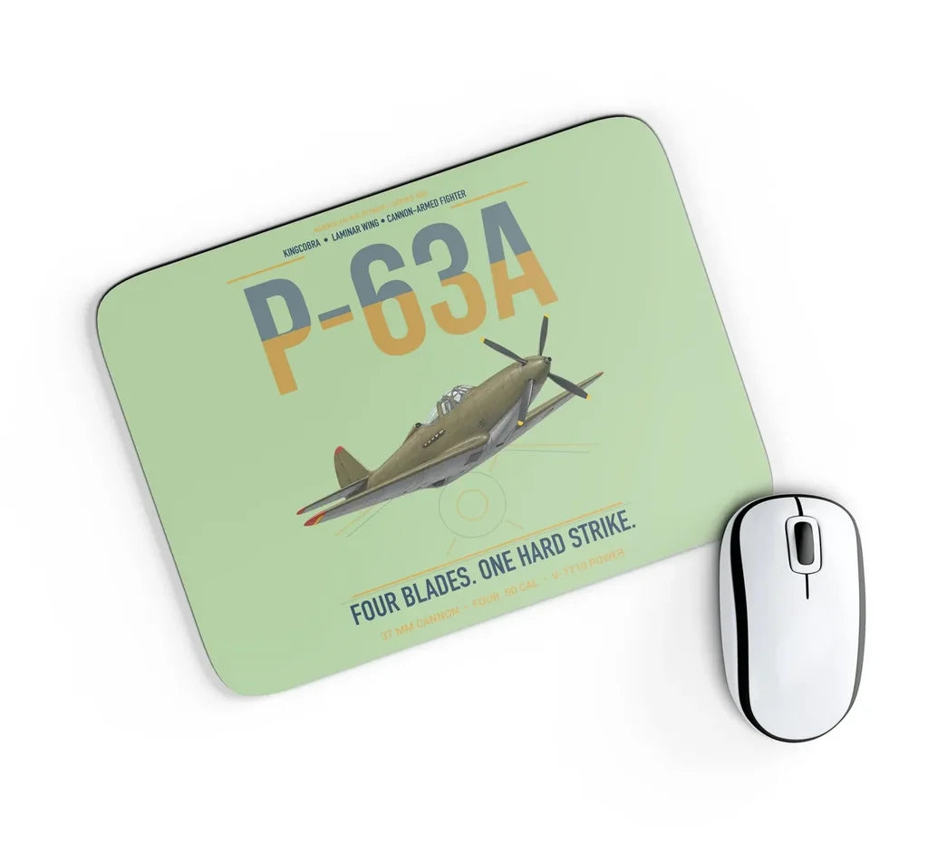 P-63A Kingcobra design on light green rectangle mouse pad