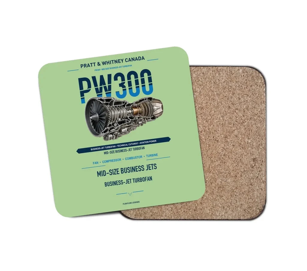 PW300 design on light green 1 piece coaster