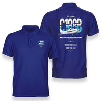 Thumbnail for Cessna A188B AgTruck design on blue double-side polo t-shirt, double-side print