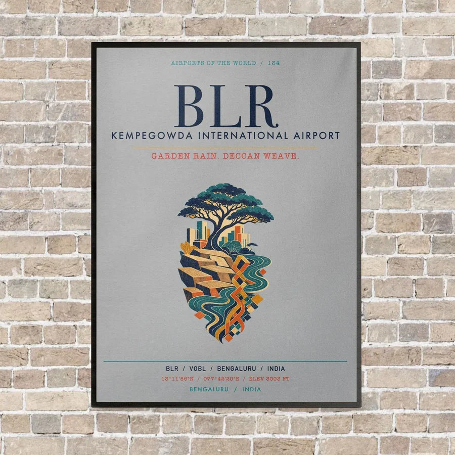 Kempegowda International Airport Bengaluru BLR vertical canvas print - framed - light gray background