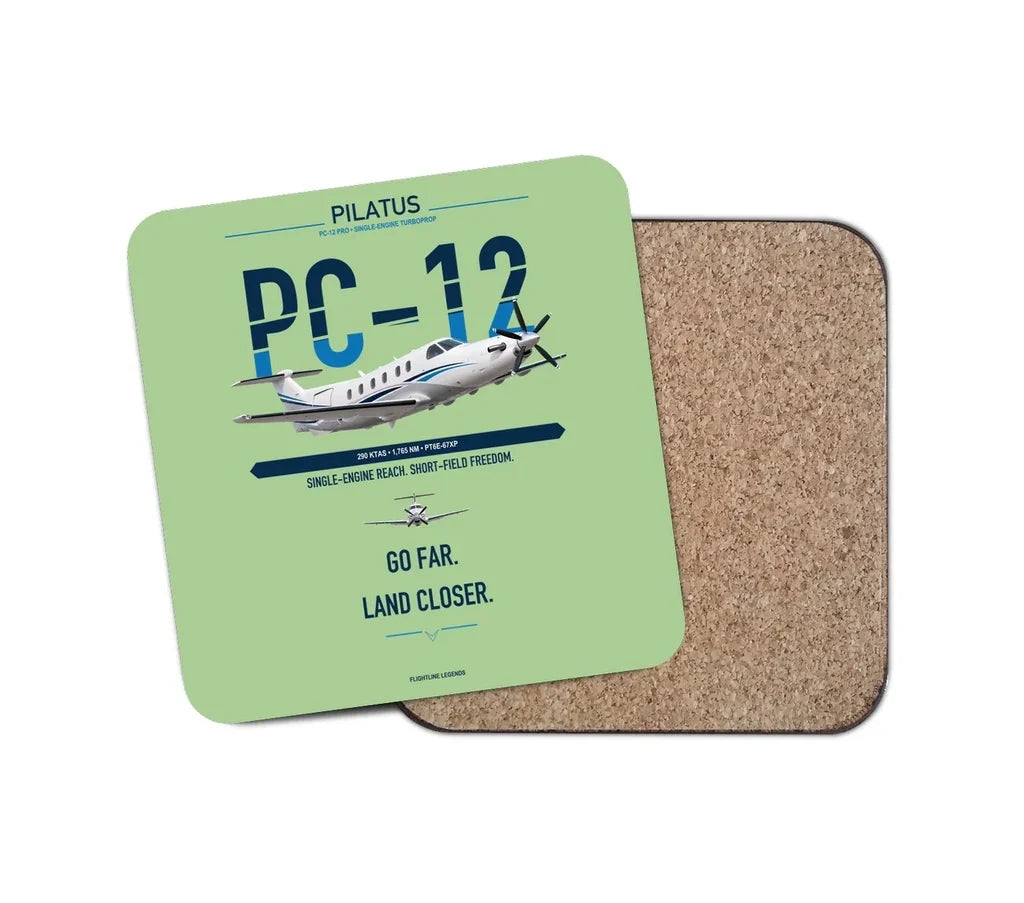 Pilatus PC-12 PRO design on light green 1 piece coaster