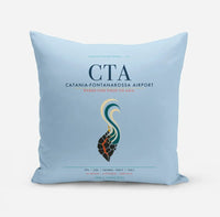 Thumbnail for Catania-Fontanarossa Airport (CTA) design on light blue pillow