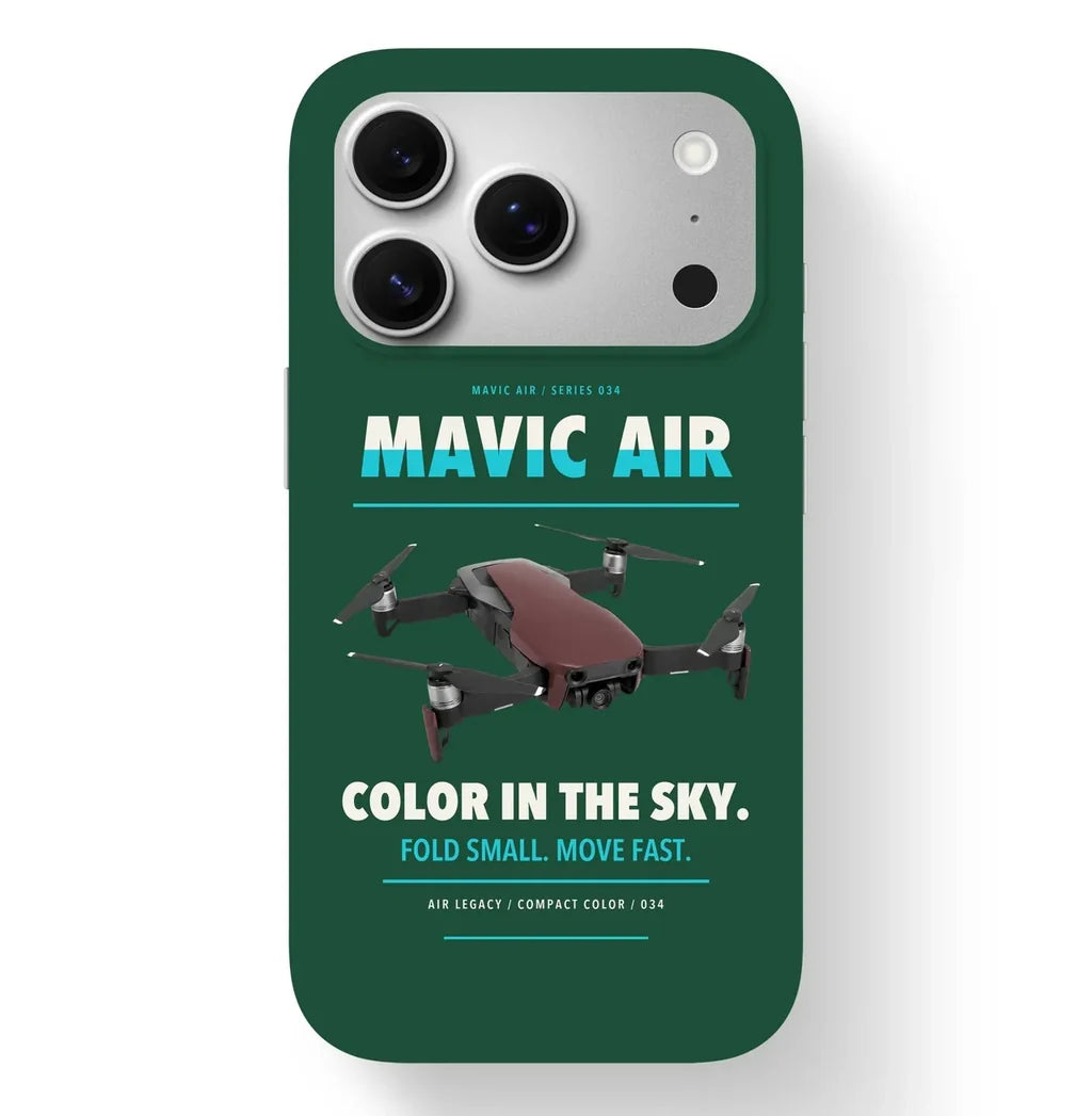 DJI Mavic Air Case design on dark green iphone case