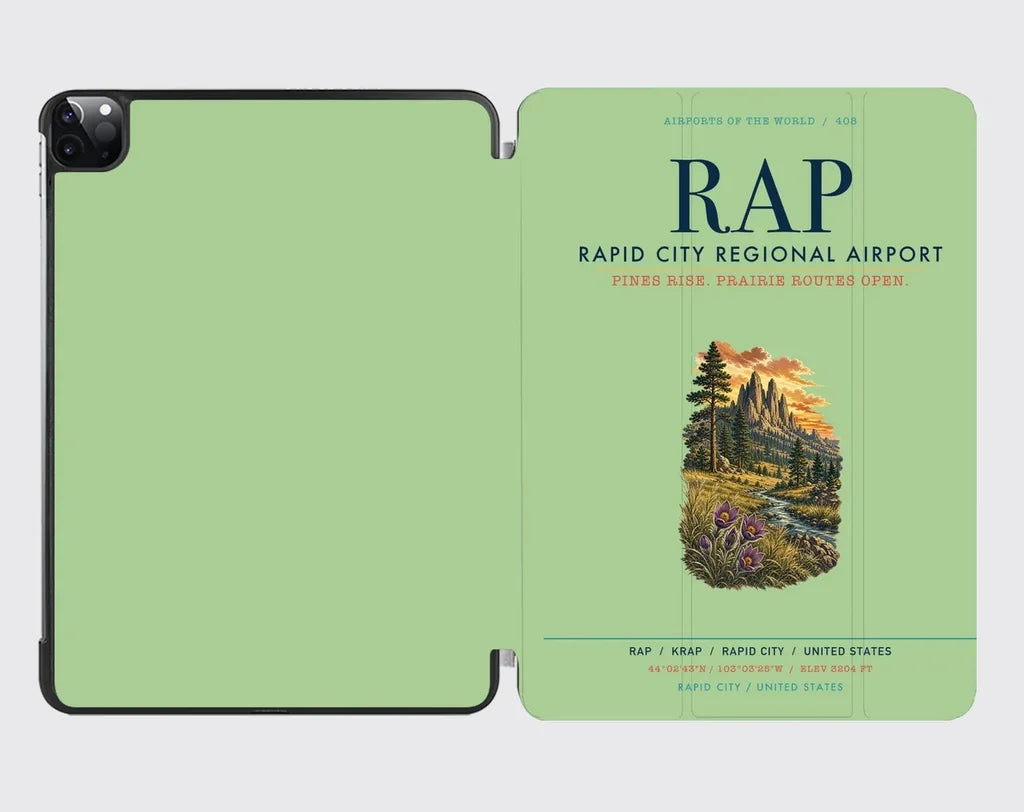 Rapid City Regional Airport (RAP) design on light green ipad tablet case