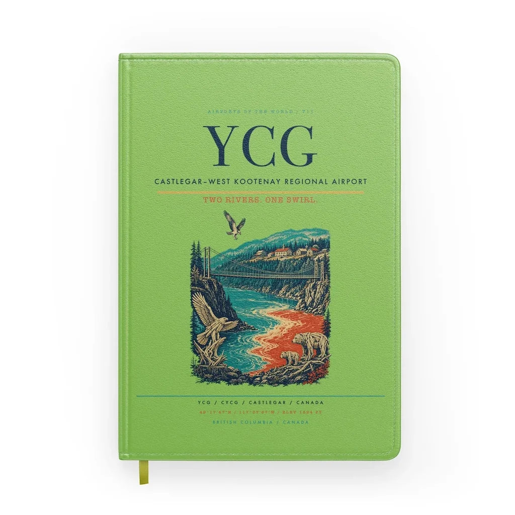 Castlegar–West Kootenay Regional Airport (YCG) design on light green notebook