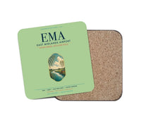 Thumbnail for East Midlands Airport (EMA) design on light green 1 piece coaster