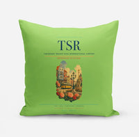 Thumbnail for Timișoara Traian Vuia International Airport (TSR) design on light green pillow