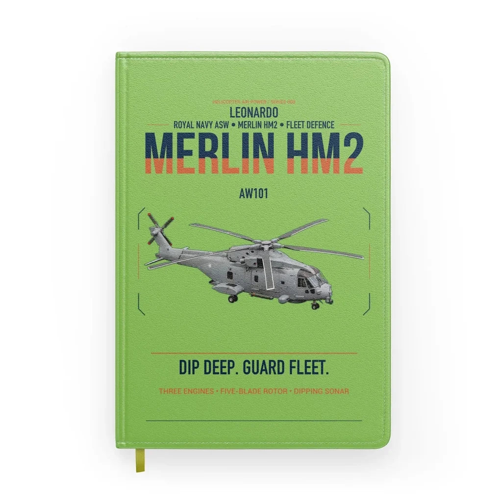 Leonardo AW101 Merlin HM2 design on light green notebook