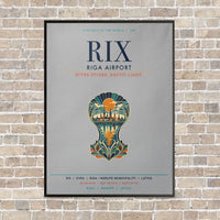 Thumbnail for Riga Airport RIX vertical canvas print - framed - light gray background