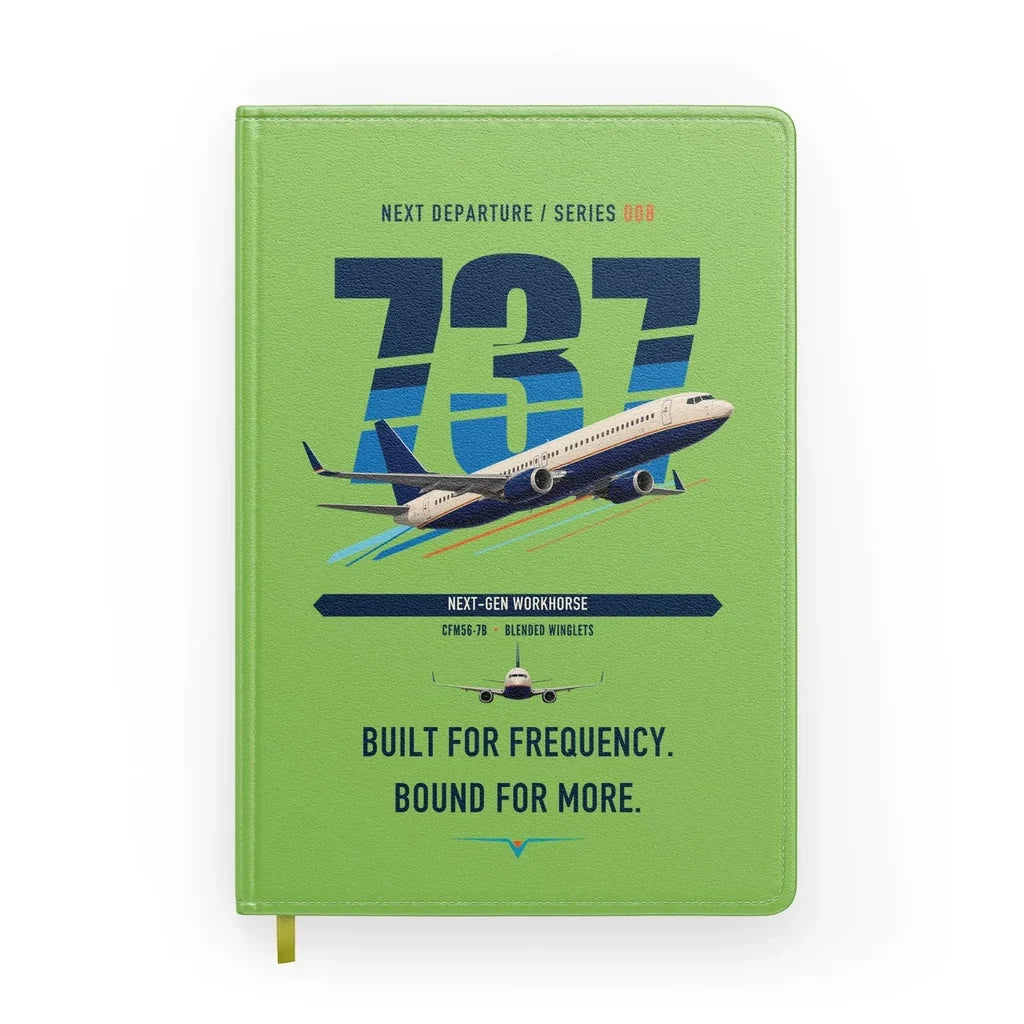 Boeing 737-800 NG design on light green notebook