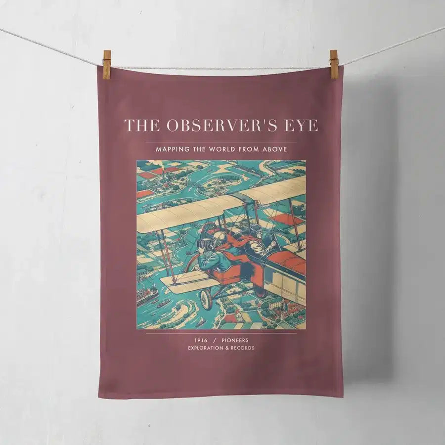 VINTAGE G4008 - The Observer's Eye - Designed Towels design on darkred