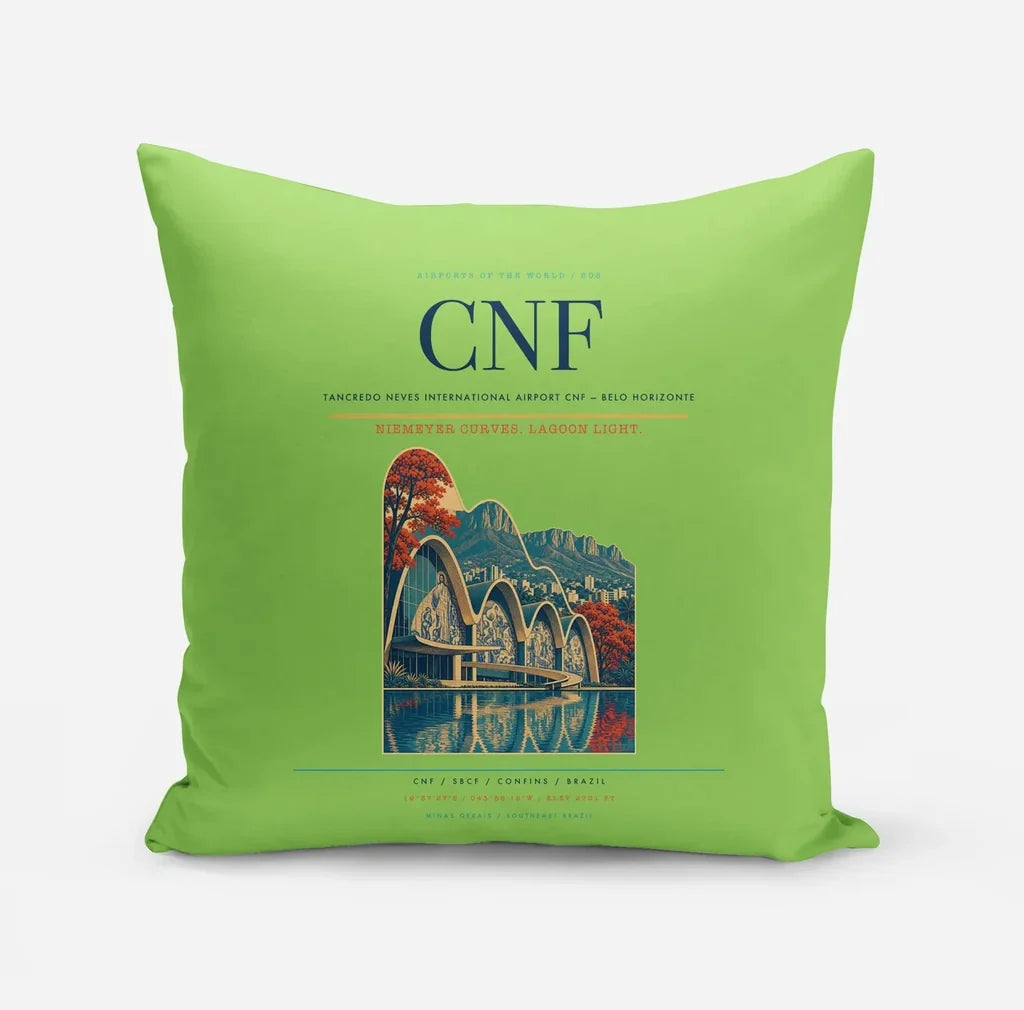 Tancredo Neves International Airport (CNF) design on light green pillow