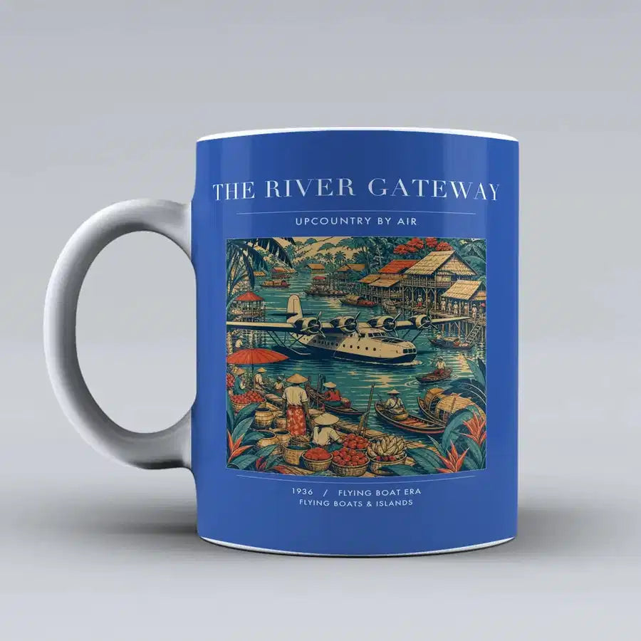VINTAGE G4066 - The River Gateway - Ceramic Mug design on blue