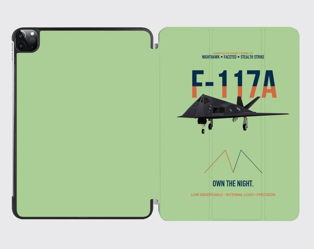 F-117A Nighthawk Own The Night design on light green ipad tablet case