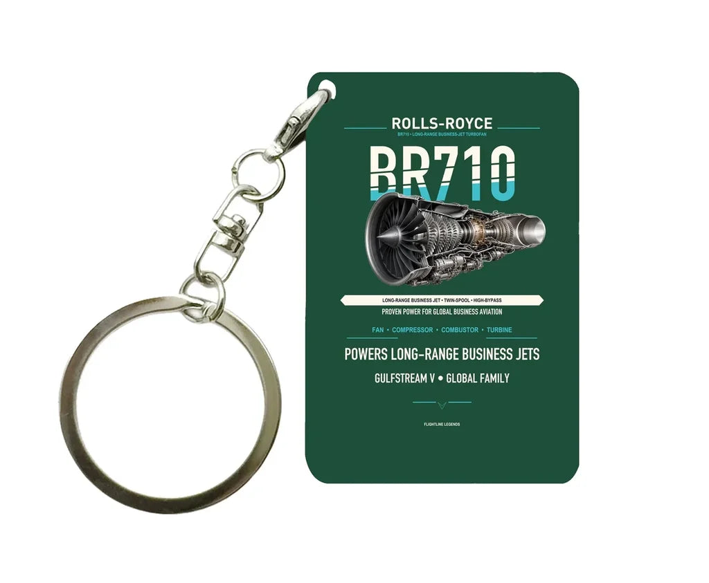 BR710 Key Chain design on dark green key chain