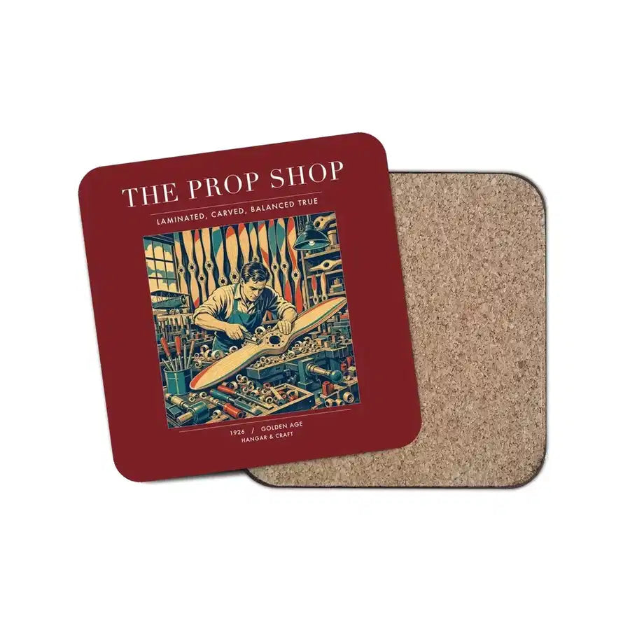 The Prop Shop - Designed Coasters design on dark red 1-piece