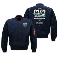 Thumbnail for Cessna 162 Skycatcher design on blue bomber jacket, double-side print