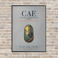 Thumbnail for Columbia Metropolitan Airport CAE vertical canvas print - framed - light gray background