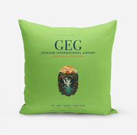 Thumbnail for Spokane International Airport (GEG) design on light green pillow