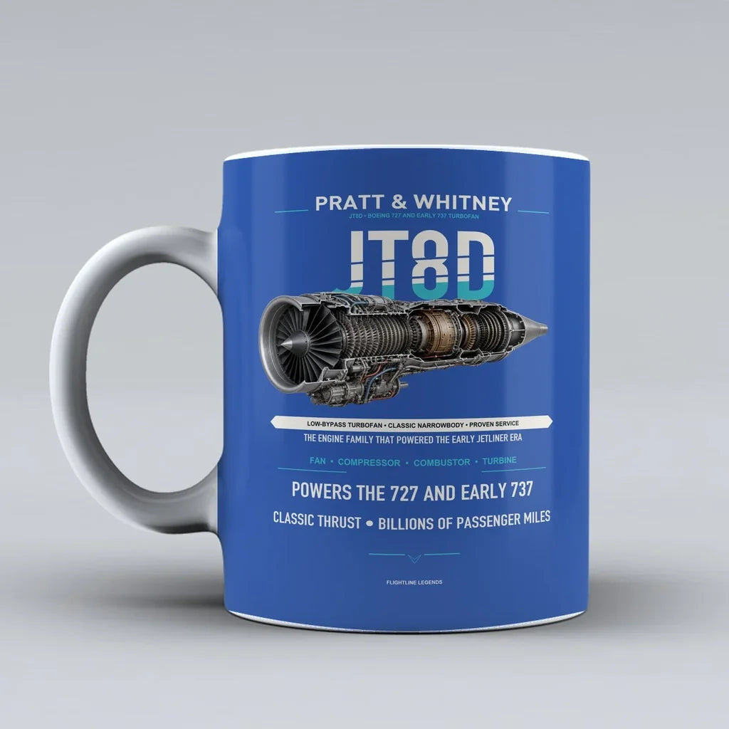 Mug design on blue jt8d