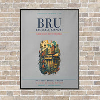 Thumbnail for Brussels Airport BRU vertical canvas print - framed - light gray background