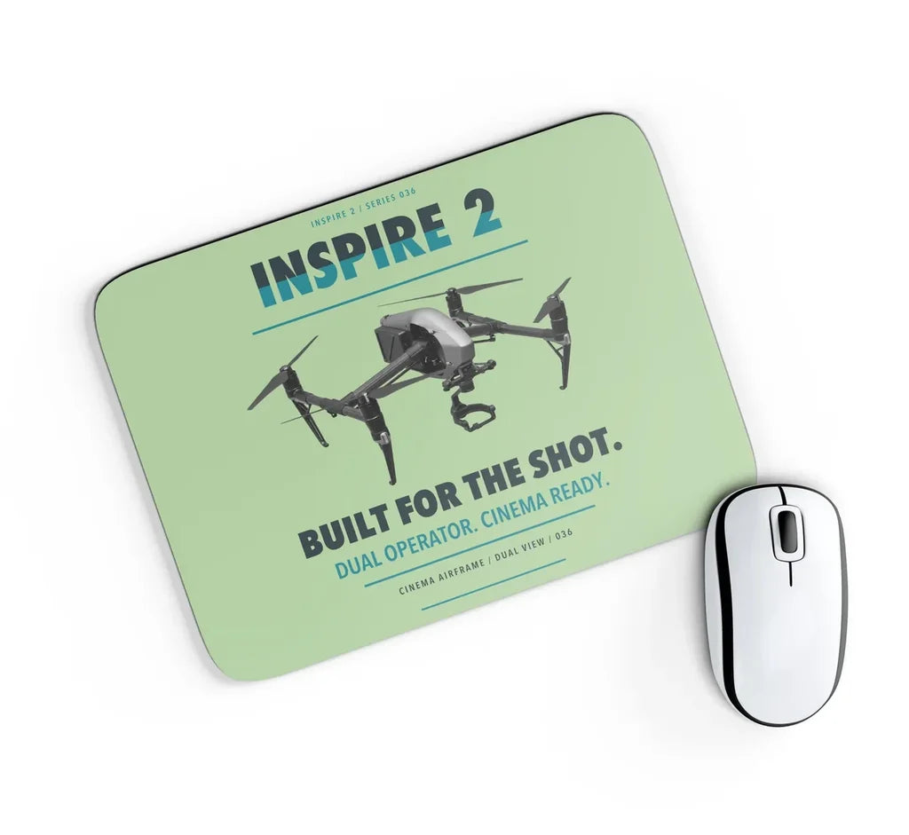 DJI Inspire 2 design on light green rectangle mouse pad