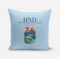 Thumbnail for Tokyo Haneda Airport (HND) design on light blue pillow