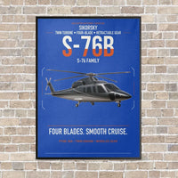 Thumbnail for Sikorsky S-76B vertical canvas print - framed - blue background