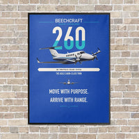 Thumbnail for Beechcraft King Air 260 vertical canvas print - framed - blue background