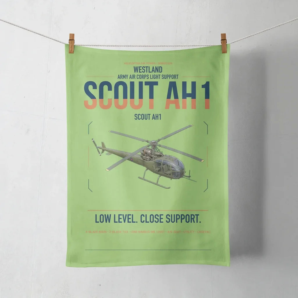 Westland Scout AH1 design on light green towel