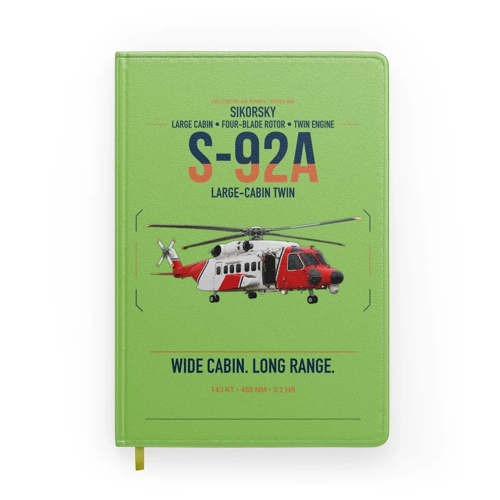 Sikorsky S-92A design on light green notebook