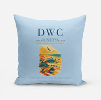 Thumbnail for Al Maktoum International Airport (DWC) design on light blue pillow